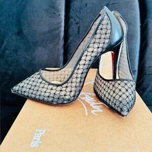 Christian Louboutin Black Mesh Heels